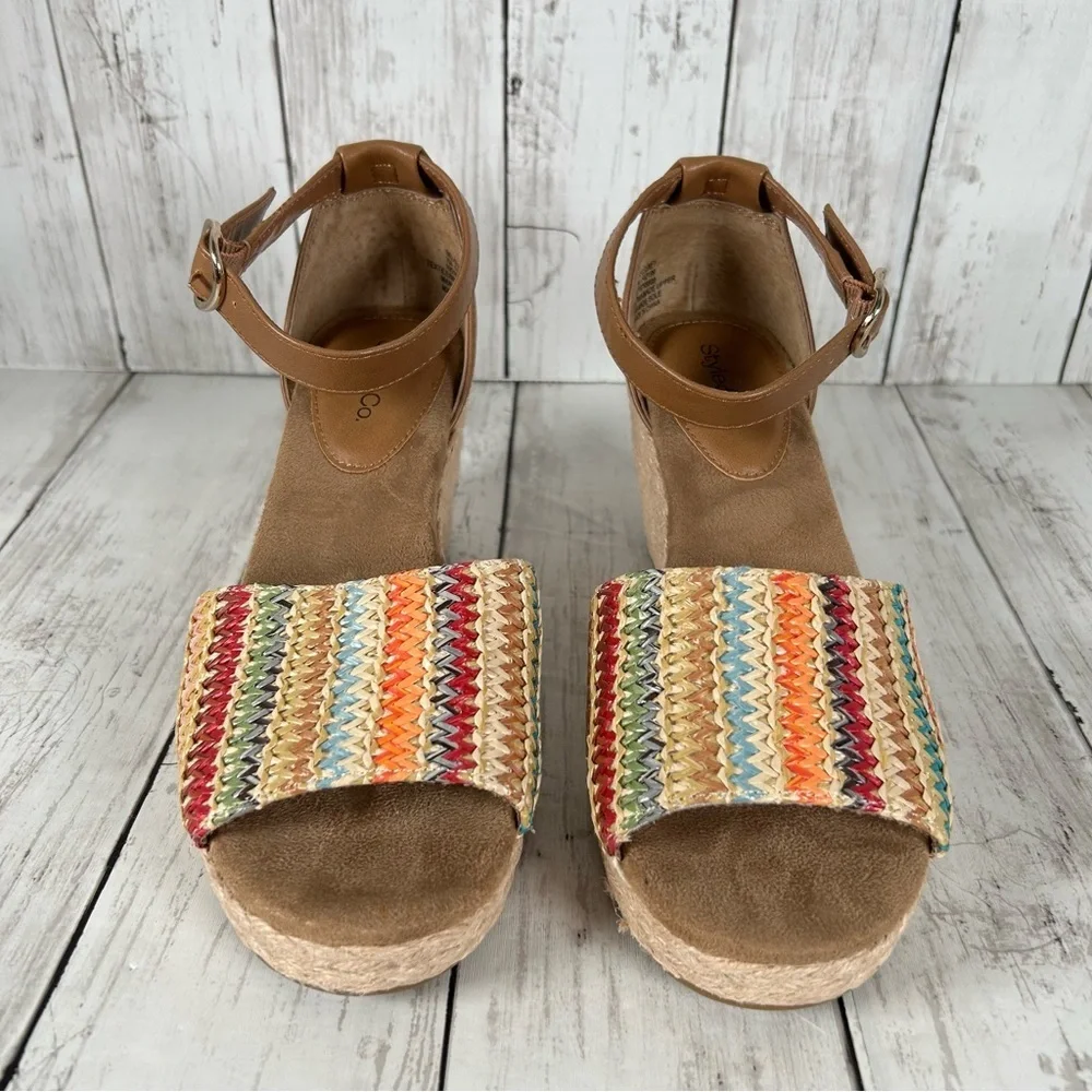Style & Co. Espadrille  Seleeney Wedge Buckle Multicolor Sandals 7 NEW